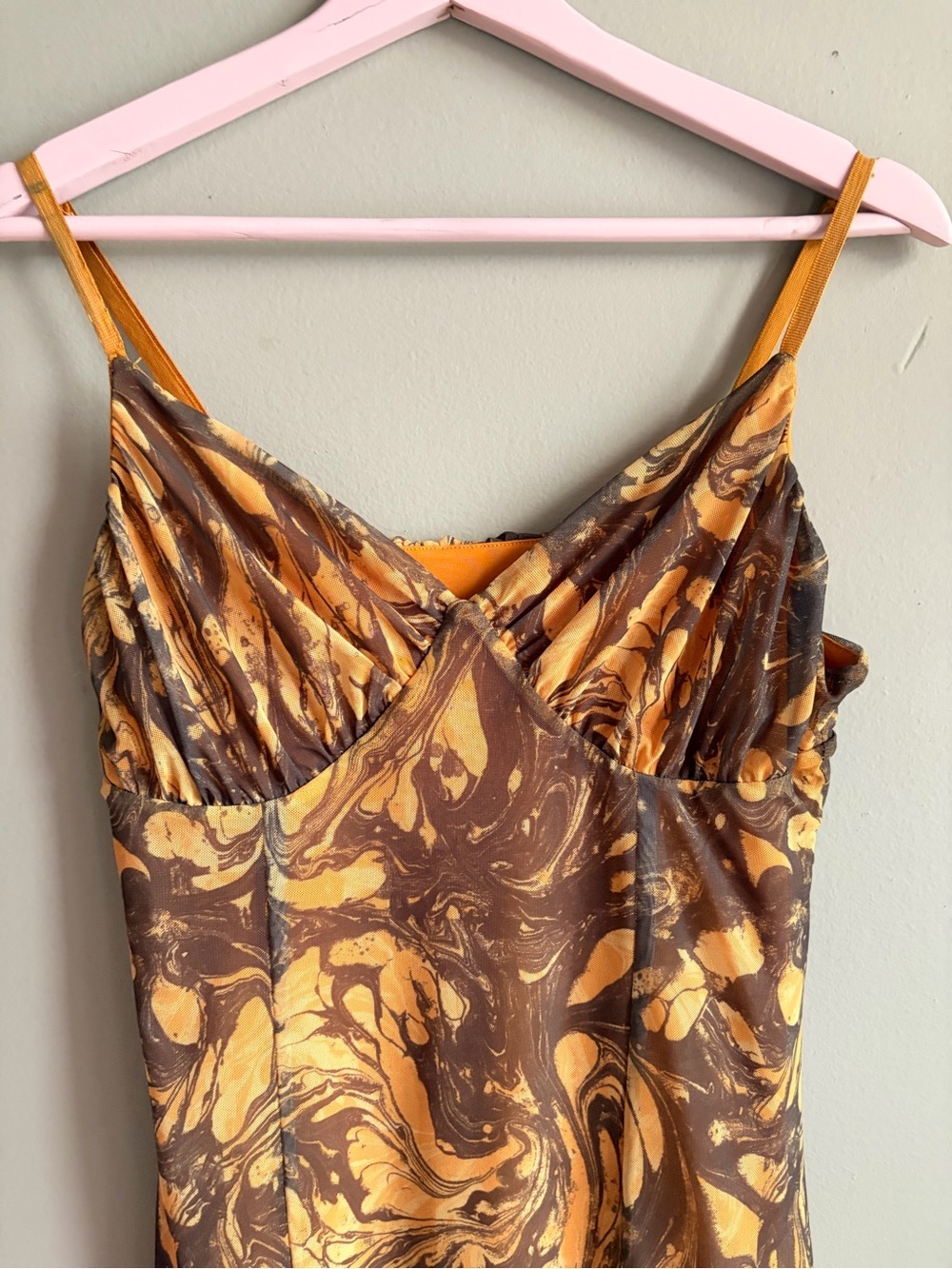 Urban Outfitters Yellow Marble-Print Slip Dress - Picture 5 of 6